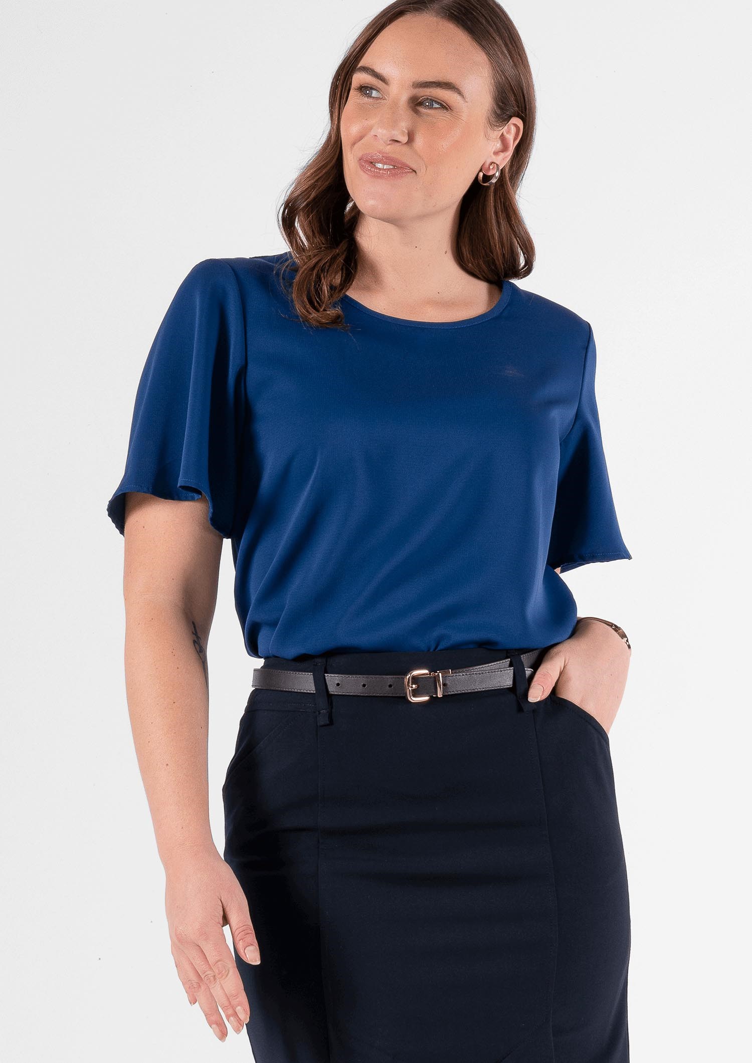 Jasmine Bell Sleeve Top - estate blue