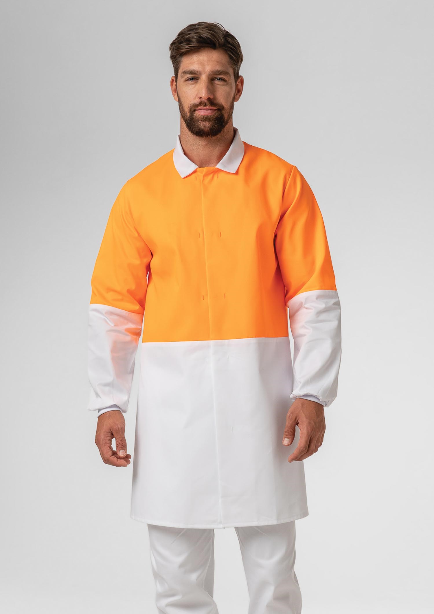 Food Dustcoat, Day Compliant - orange/white