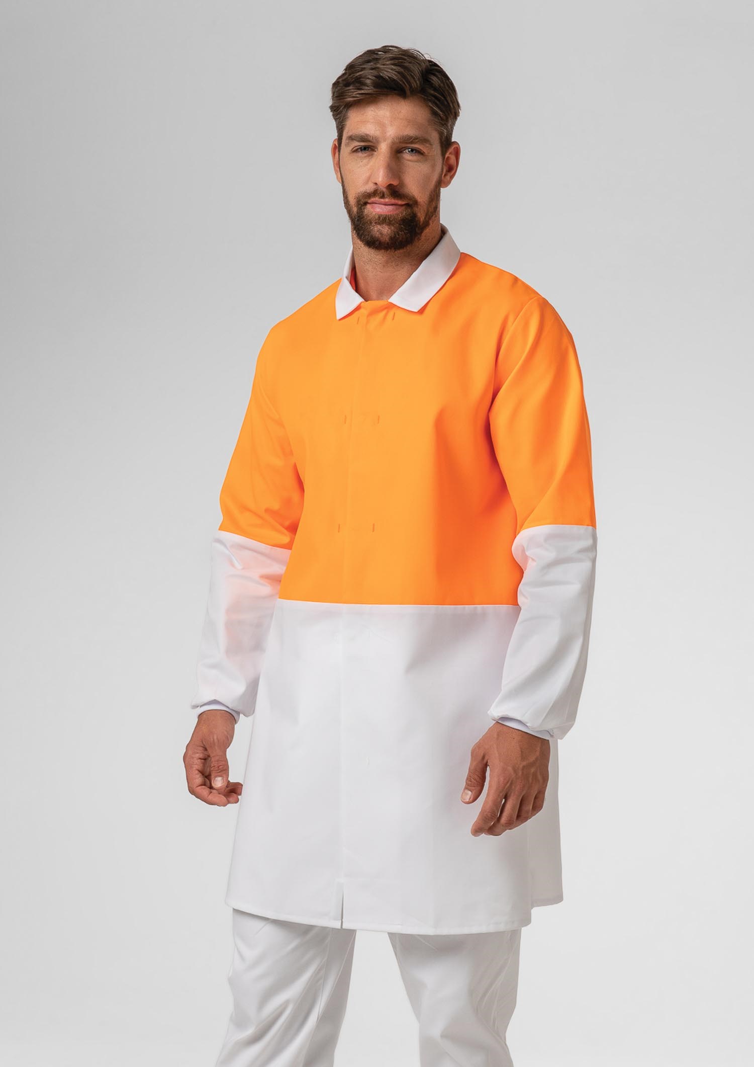 Food Dustcoat, Day Compliant - orange/white