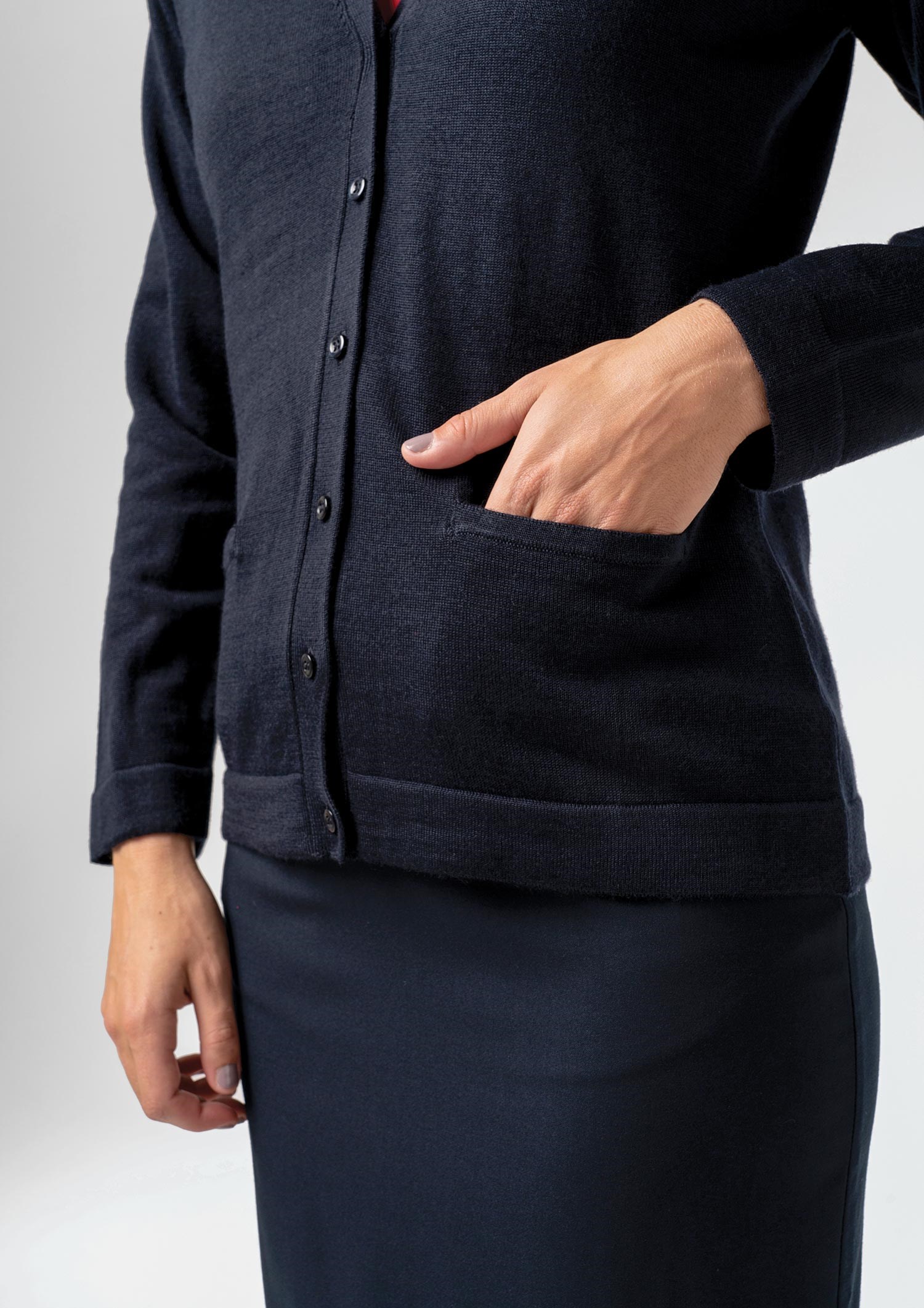 Alberta Button Cardigan - french navy