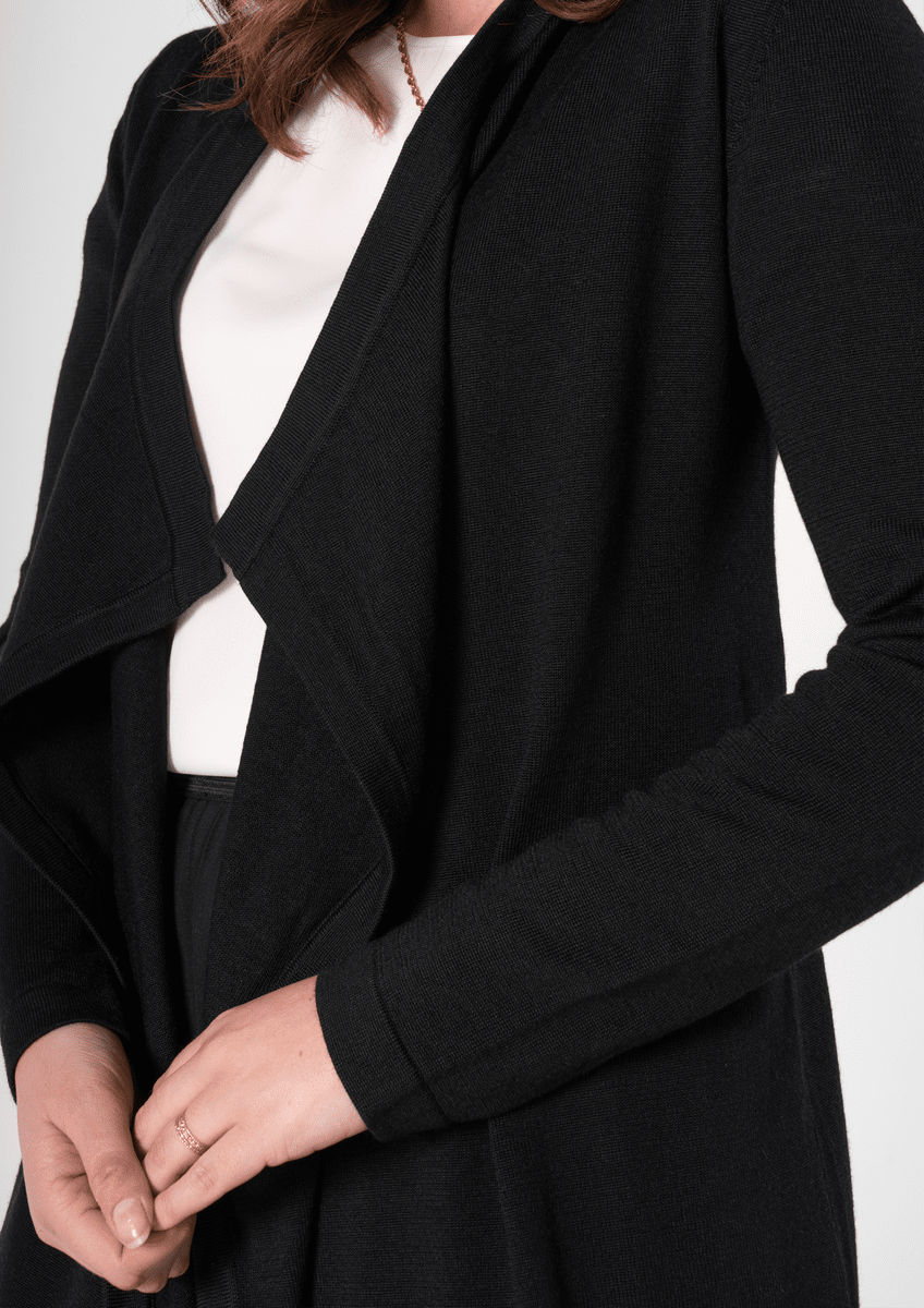 Victoria Drape Cardigan - black