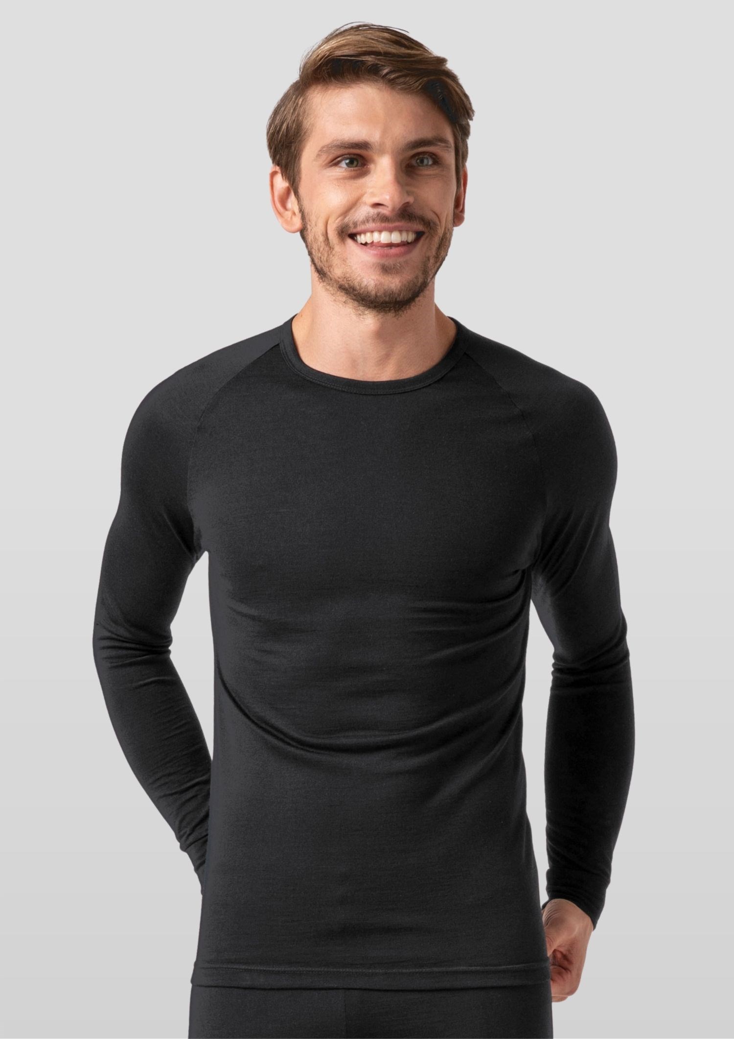 Merino Crew Neck Top - black
