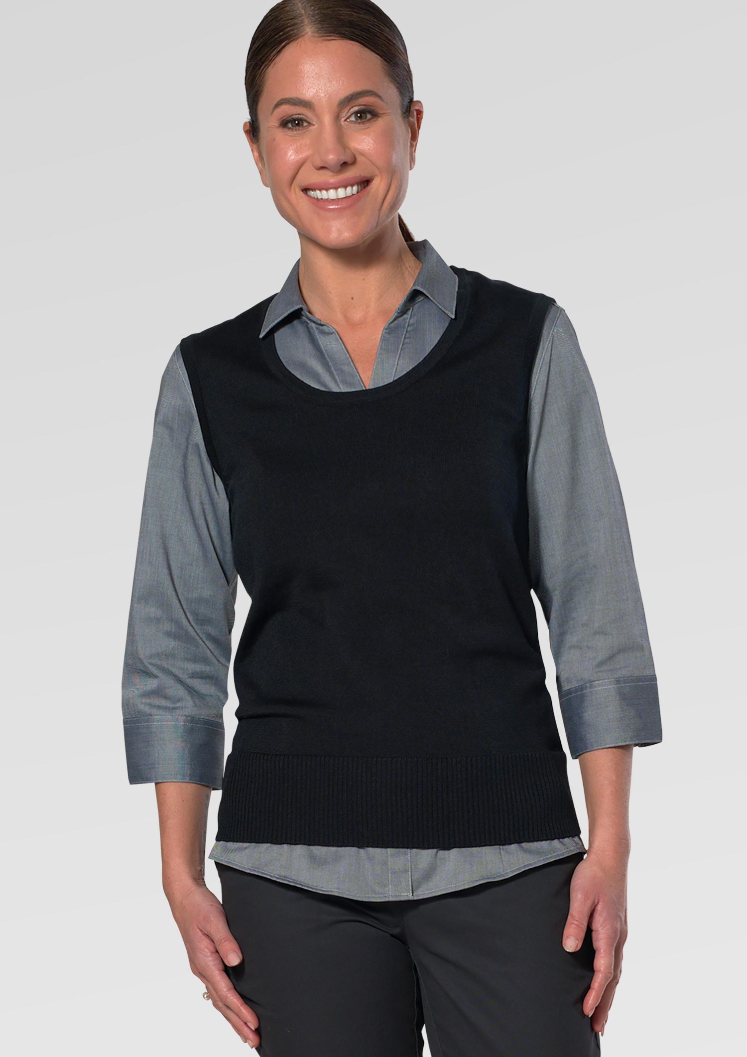 Merino Women's Scoop Neck Vest - black