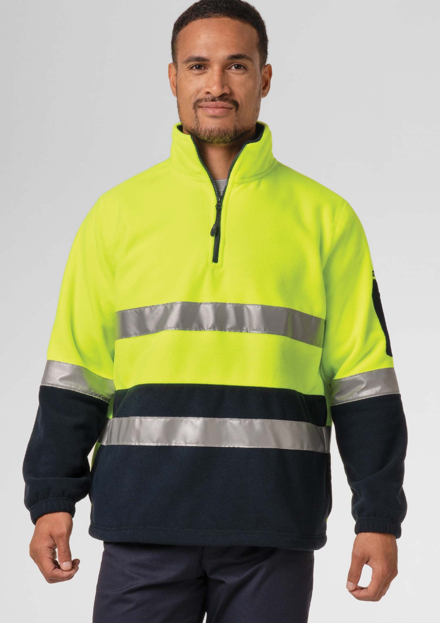 High Vis 1/2 Zip Fleece - yellow/navy