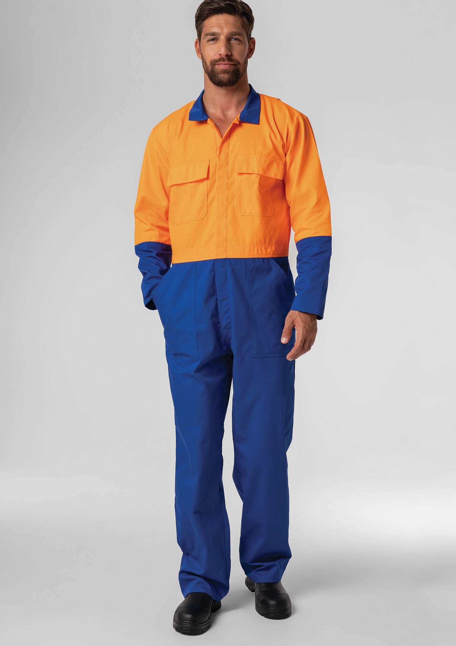 High Vis Day Poly-Cotton Dome Overall - royal/orange