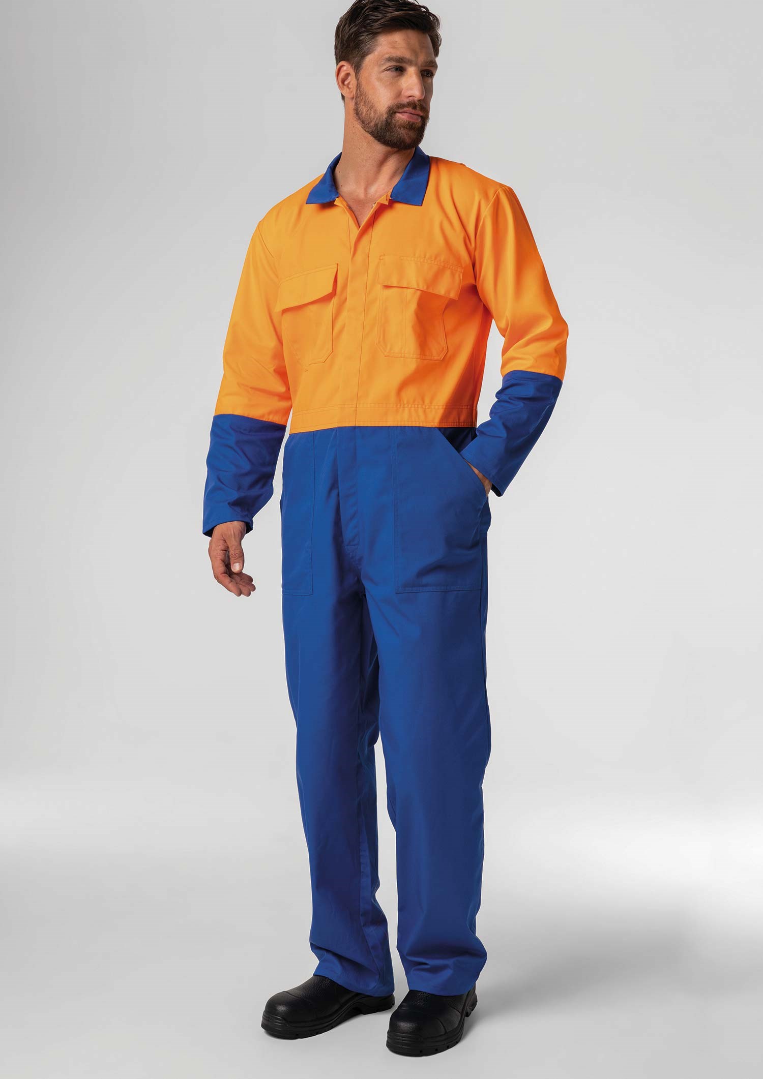 High Vis Day Poly-Cotton Dome Overall - royal/orange