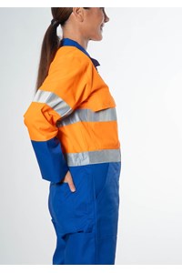 High Vis Day/Night Poly-Cotton Zip Overall - royal/orange