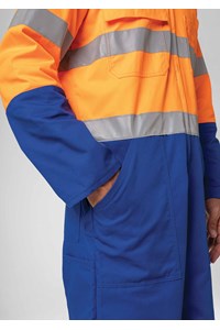 High Vis Day/Night Poly-Cotton Zip Overall - royal/orange