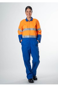 High Vis Day/Night Poly-Cotton Zip Overall - royal/orange