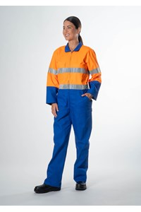 High Vis Day/Night Poly-Cotton Zip Overall - royal/orange