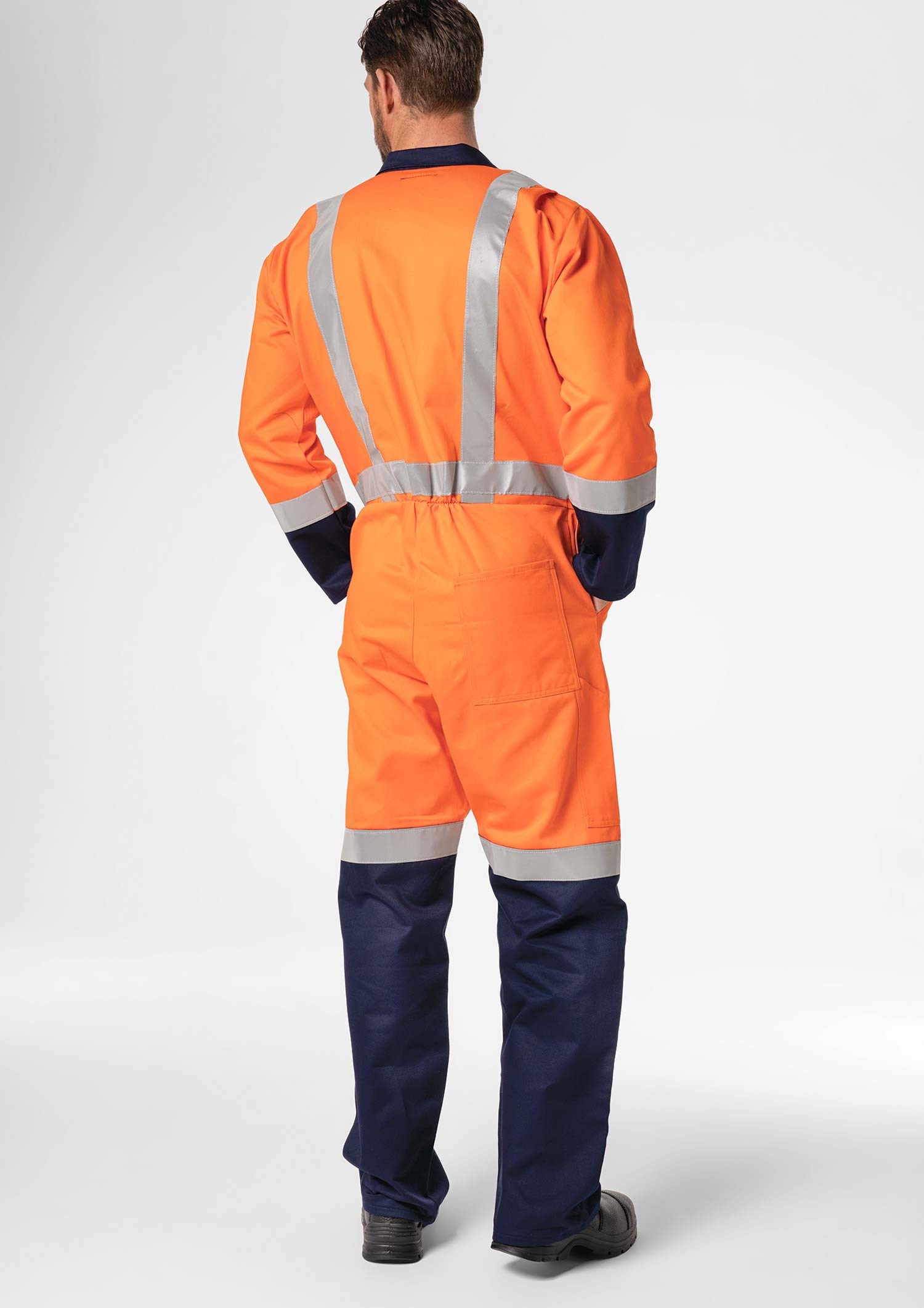 High Vis CoPTTM Cotton Zip Overall - navy/orange