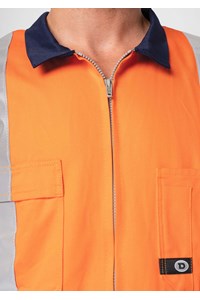 High Vis CoPTTM Cotton Zip Overall - navy/orange