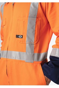 High Vis CoPTTM Cotton Zip Overall - navy/orange