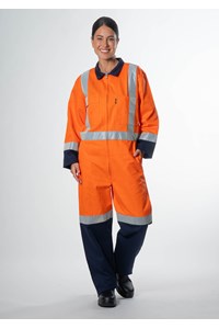 High Vis CoPTTM Cotton Zip Overall - navy/orange
