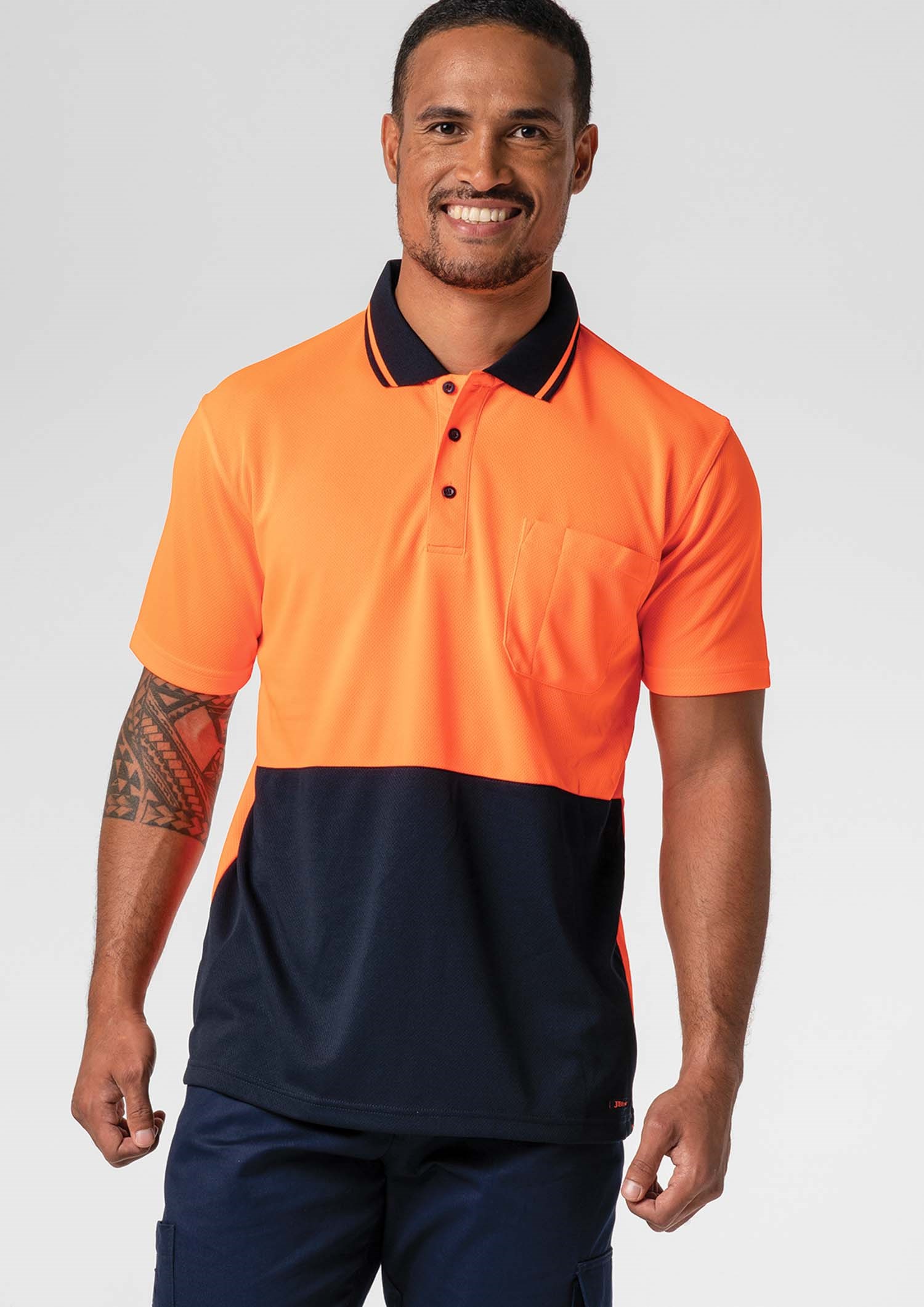 High Vis Polo Shirt - orange/navy