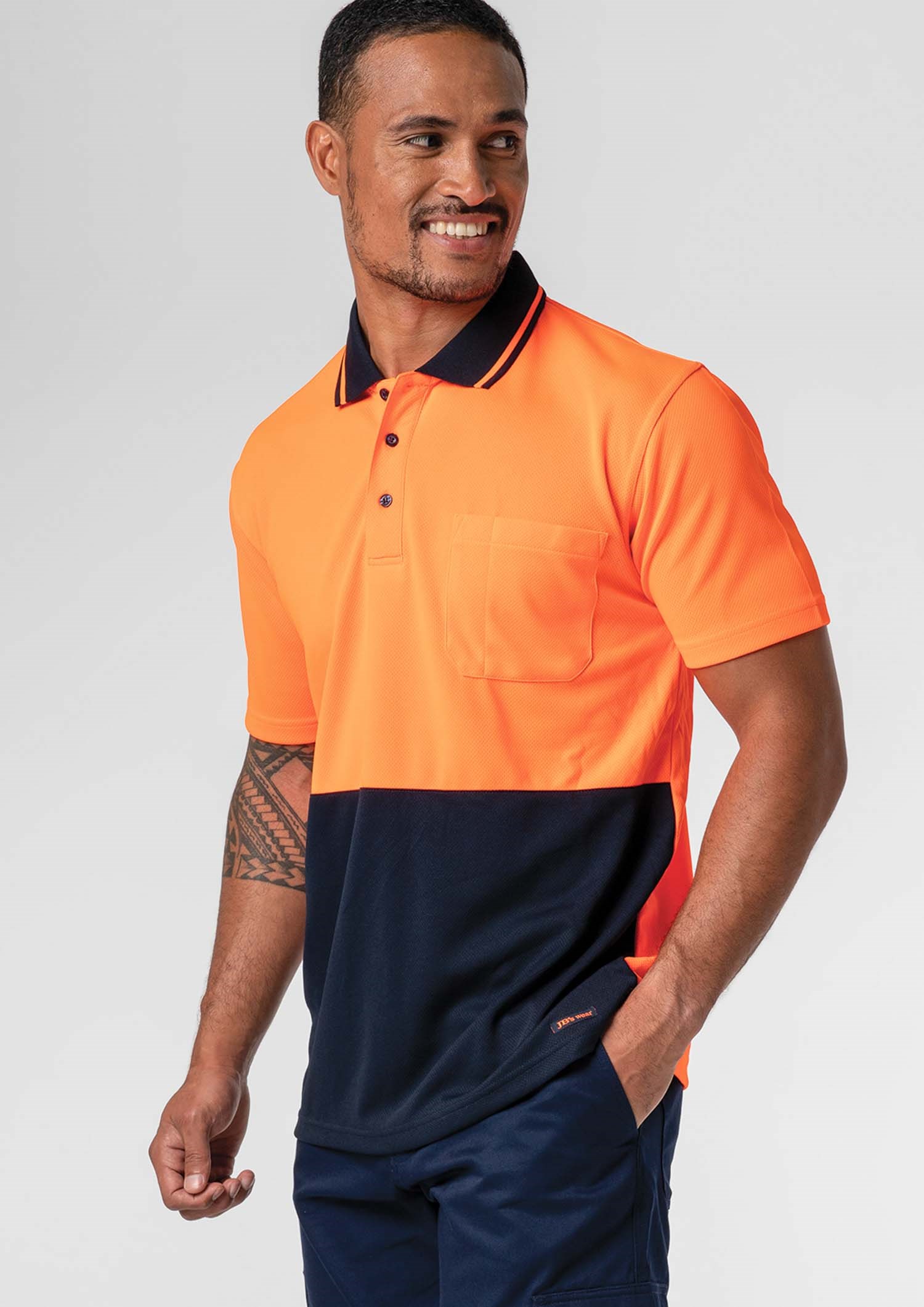 High Vis Polo Shirt - orange/navy