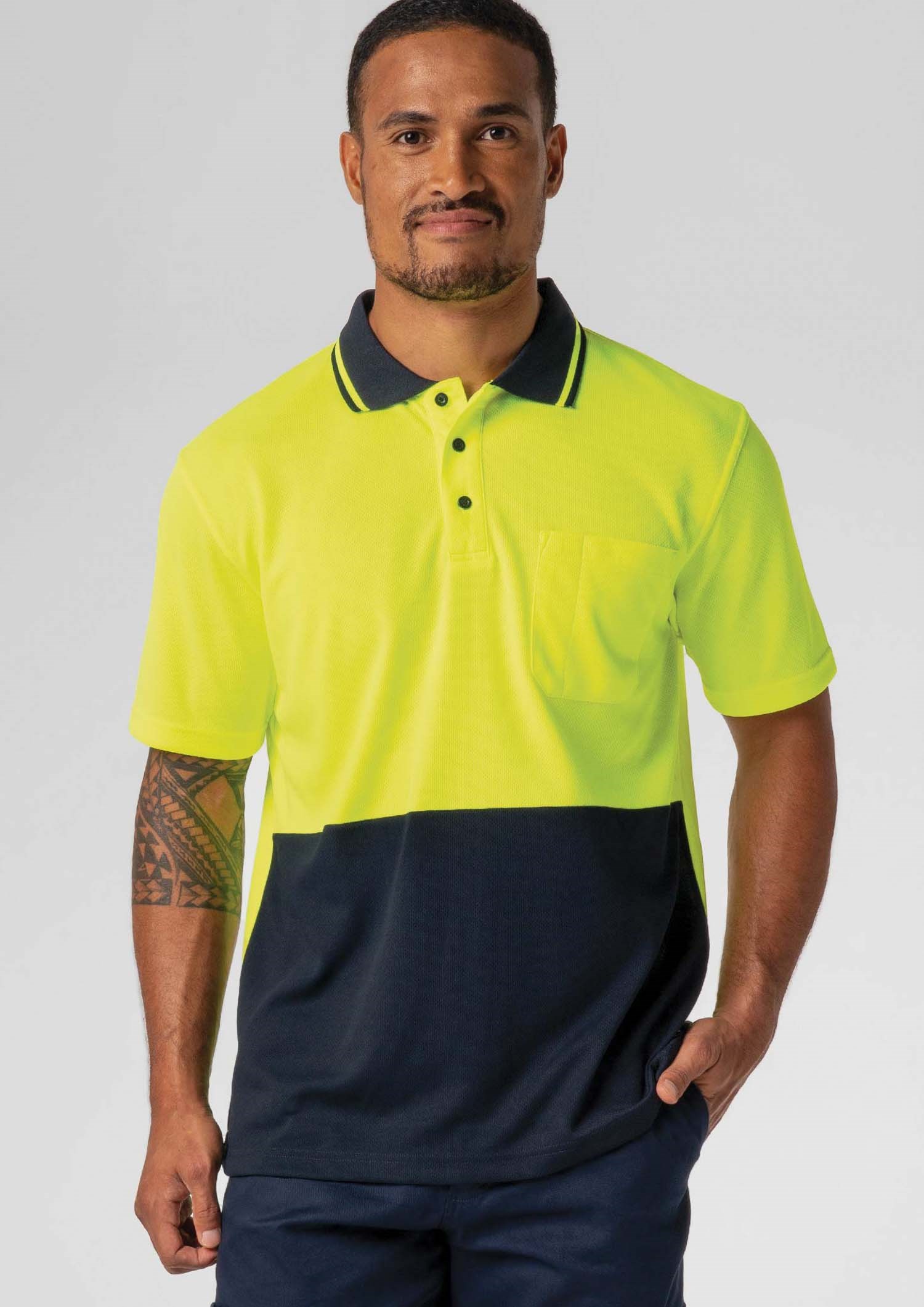 High Vis Polo Shirt - yellow/navy