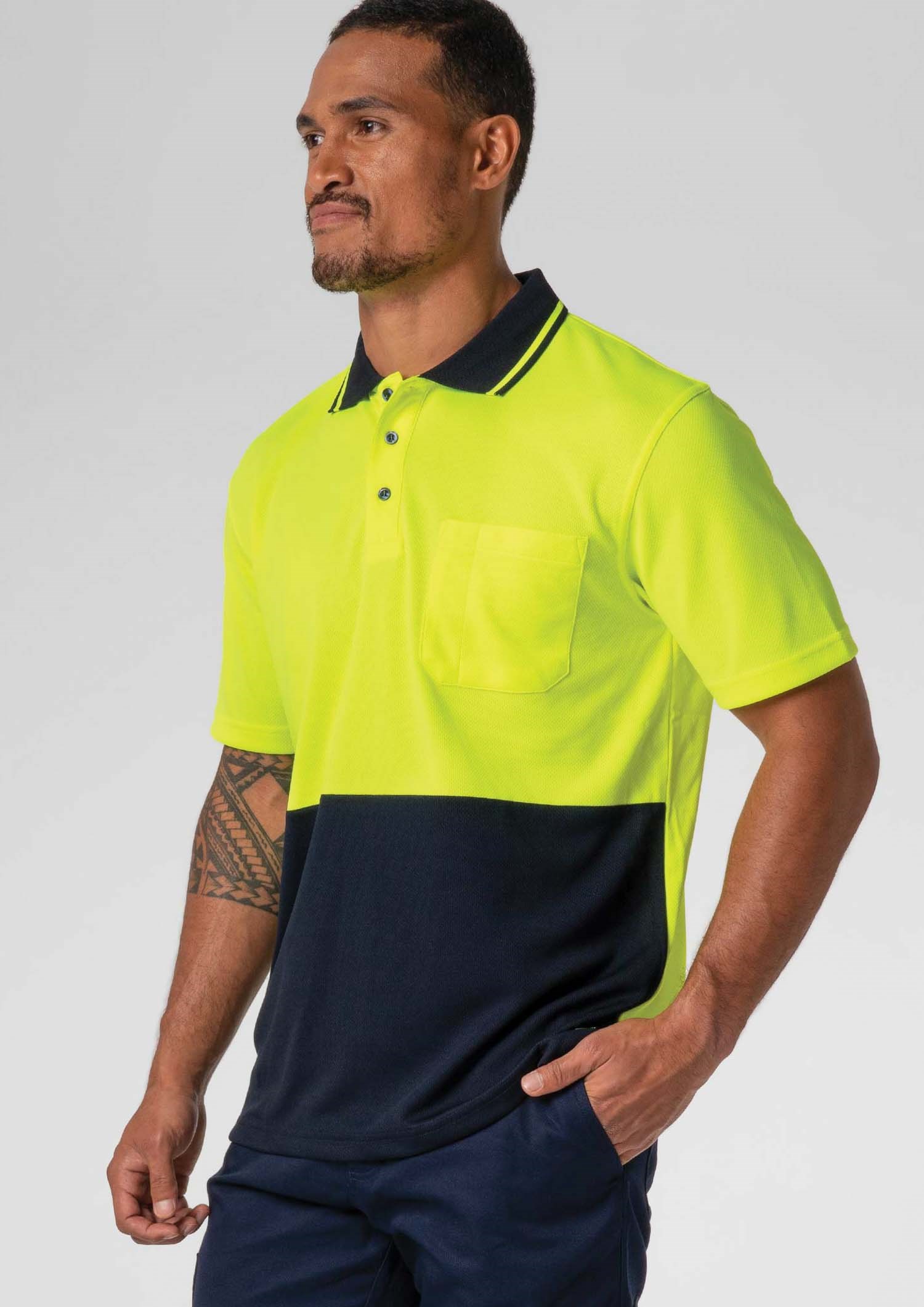 High Vis Polo Shirt - yellow/navy