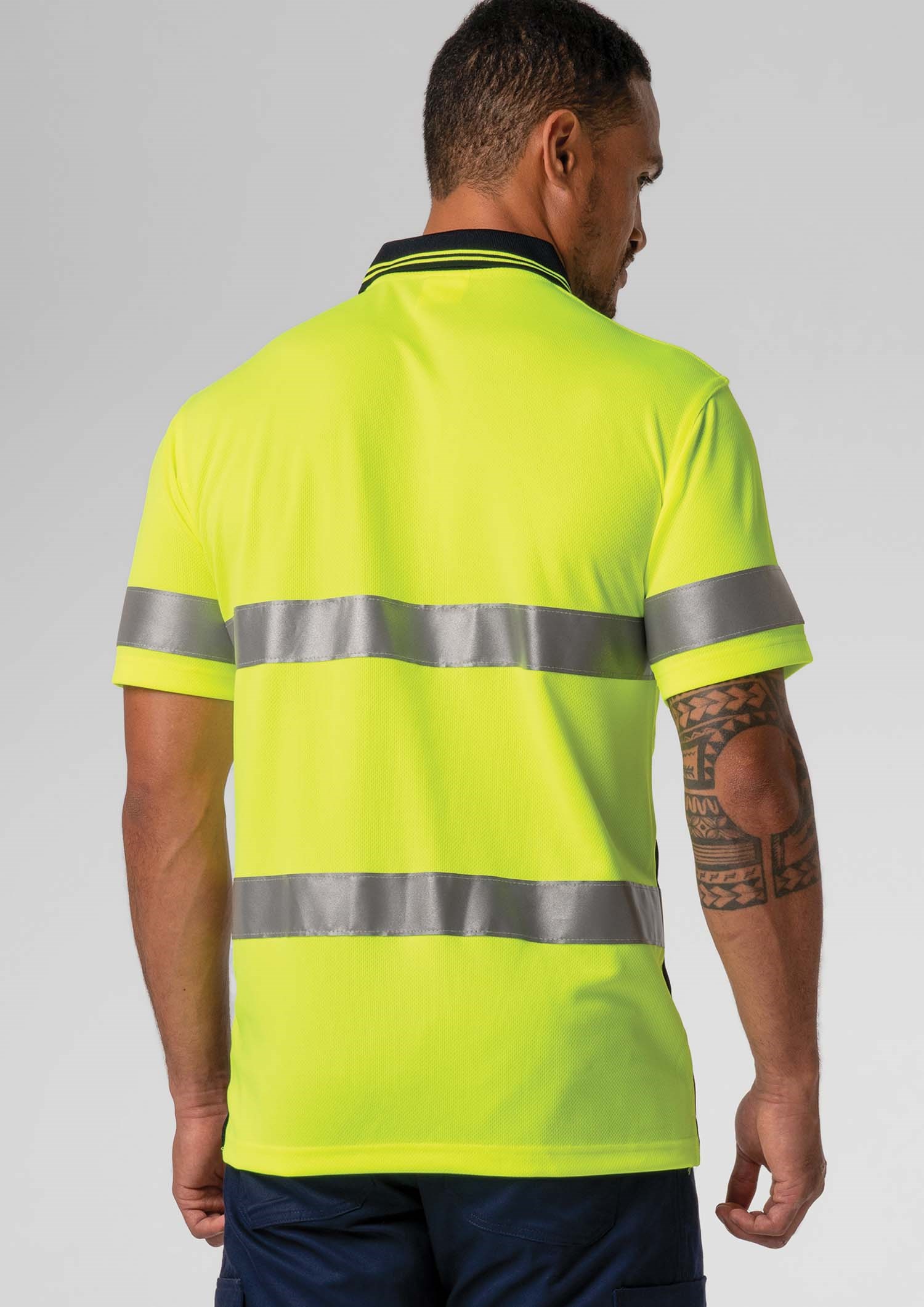 High Vis Day/Night Short Sleeve Polo - yellow/navy