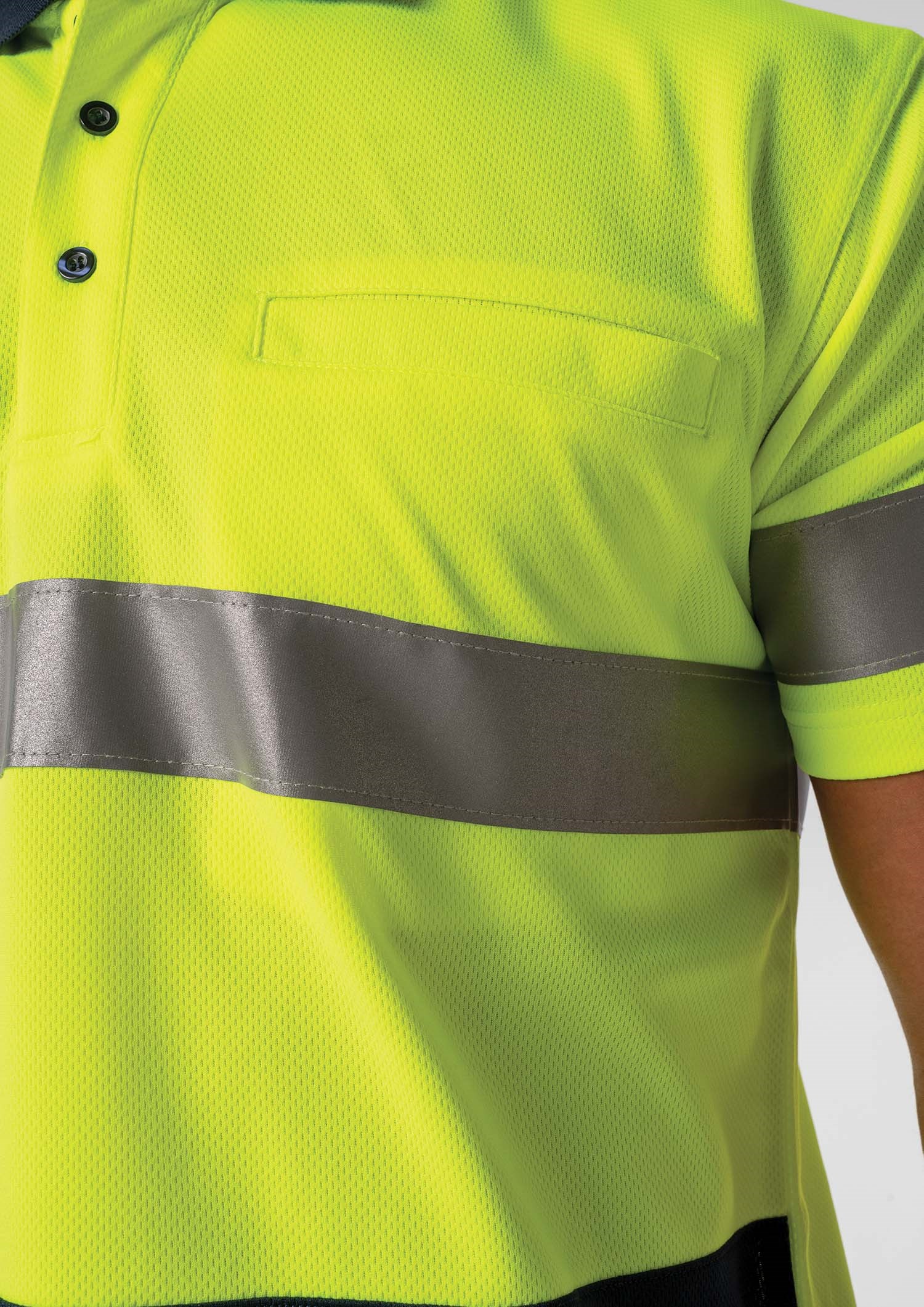 High Vis Day/Night Short Sleeve Polo - yellow/navy