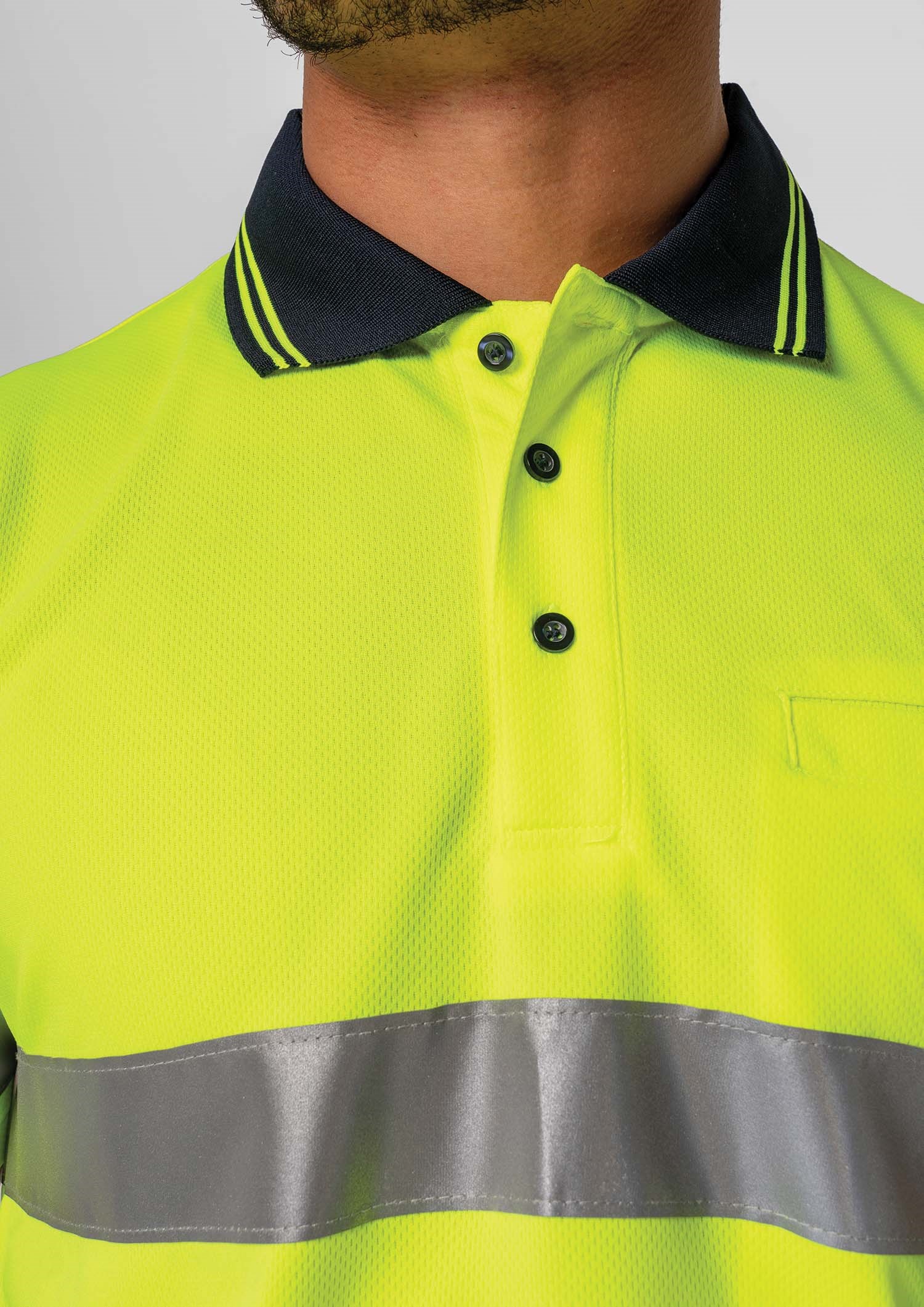 High Vis Day/Night Short Sleeve Polo - yellow/navy