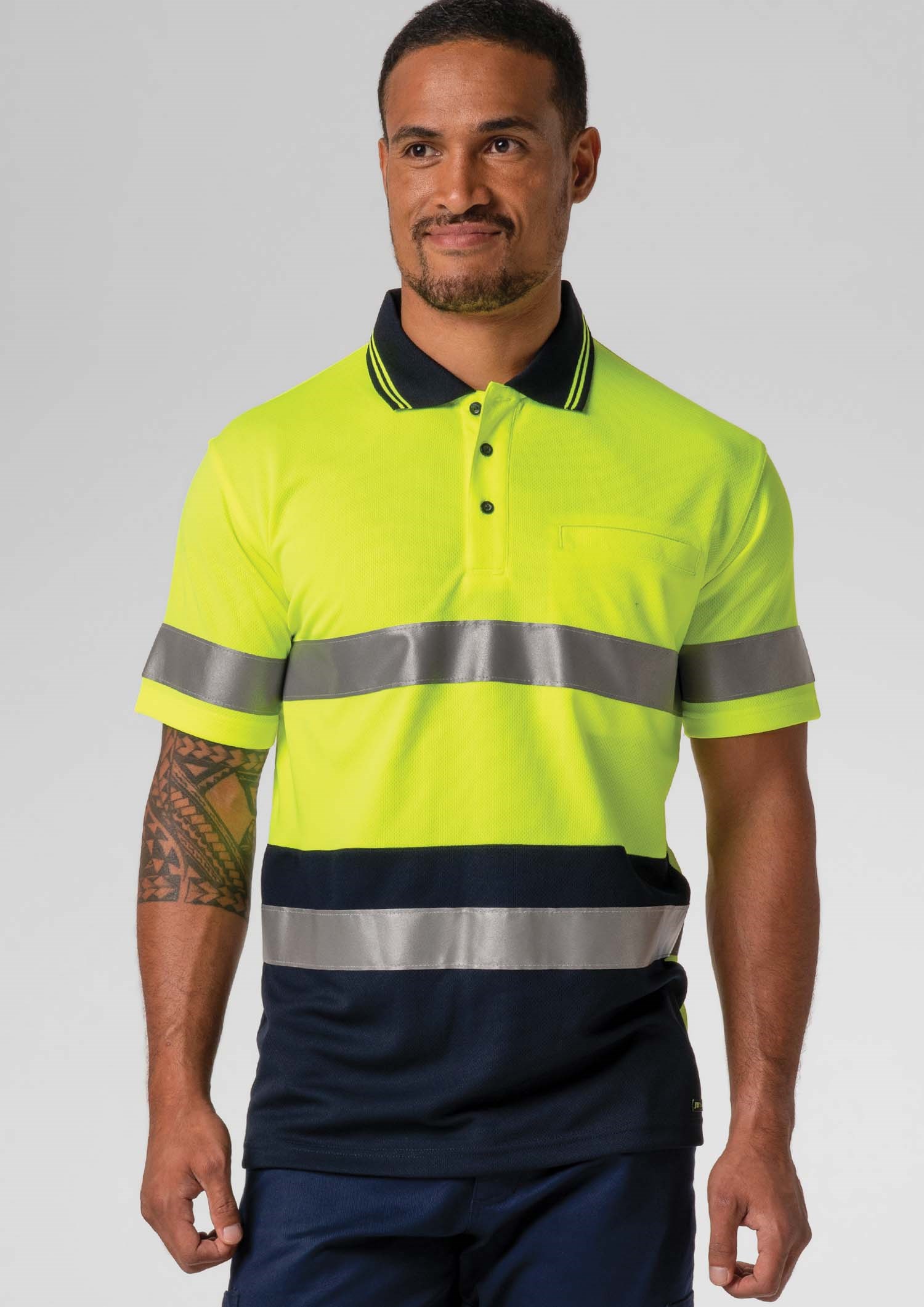 High Vis Day/Night Short Sleeve Polo - yellow/navy