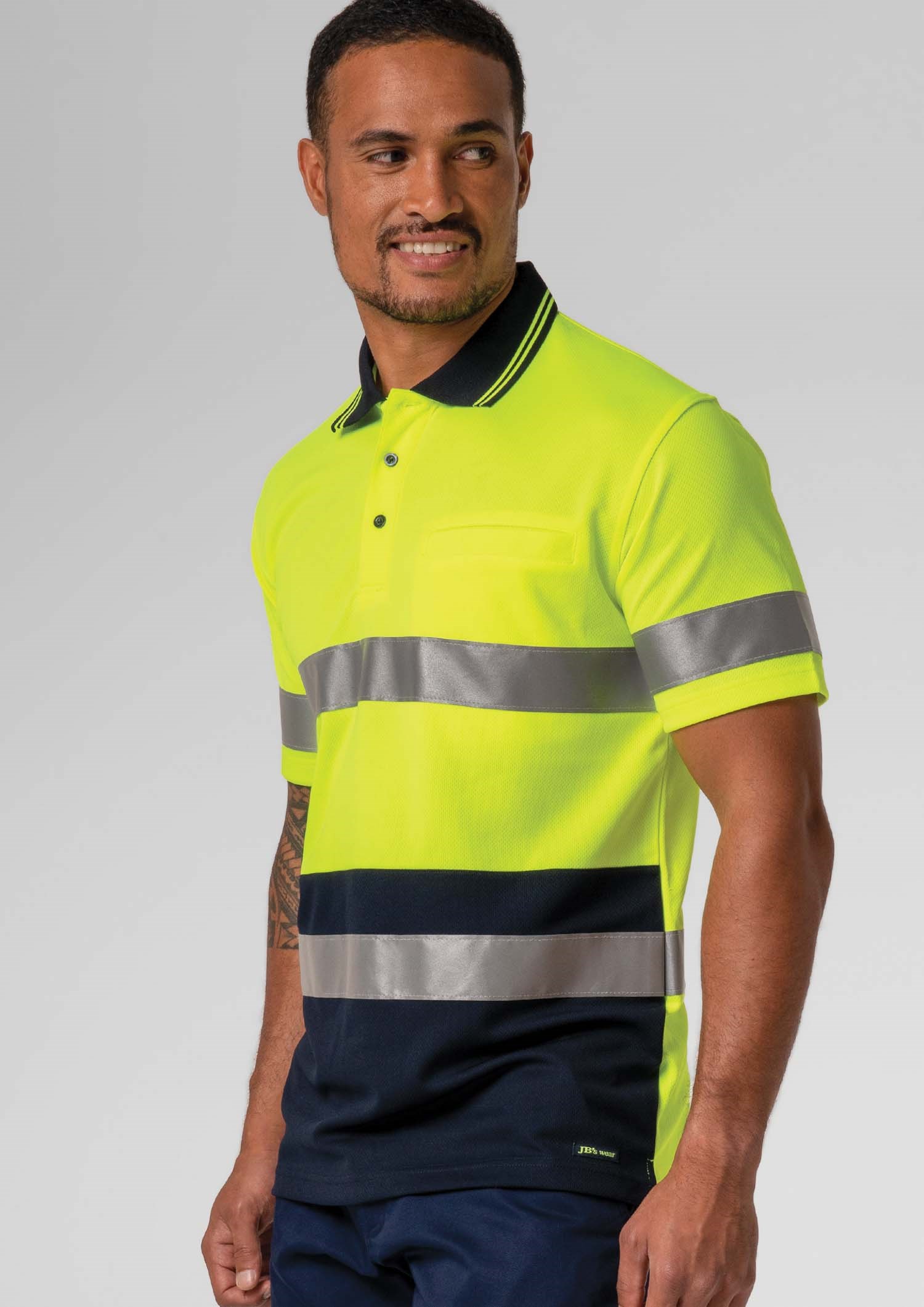 High Vis Day/Night Short Sleeve Polo - yellow/navy