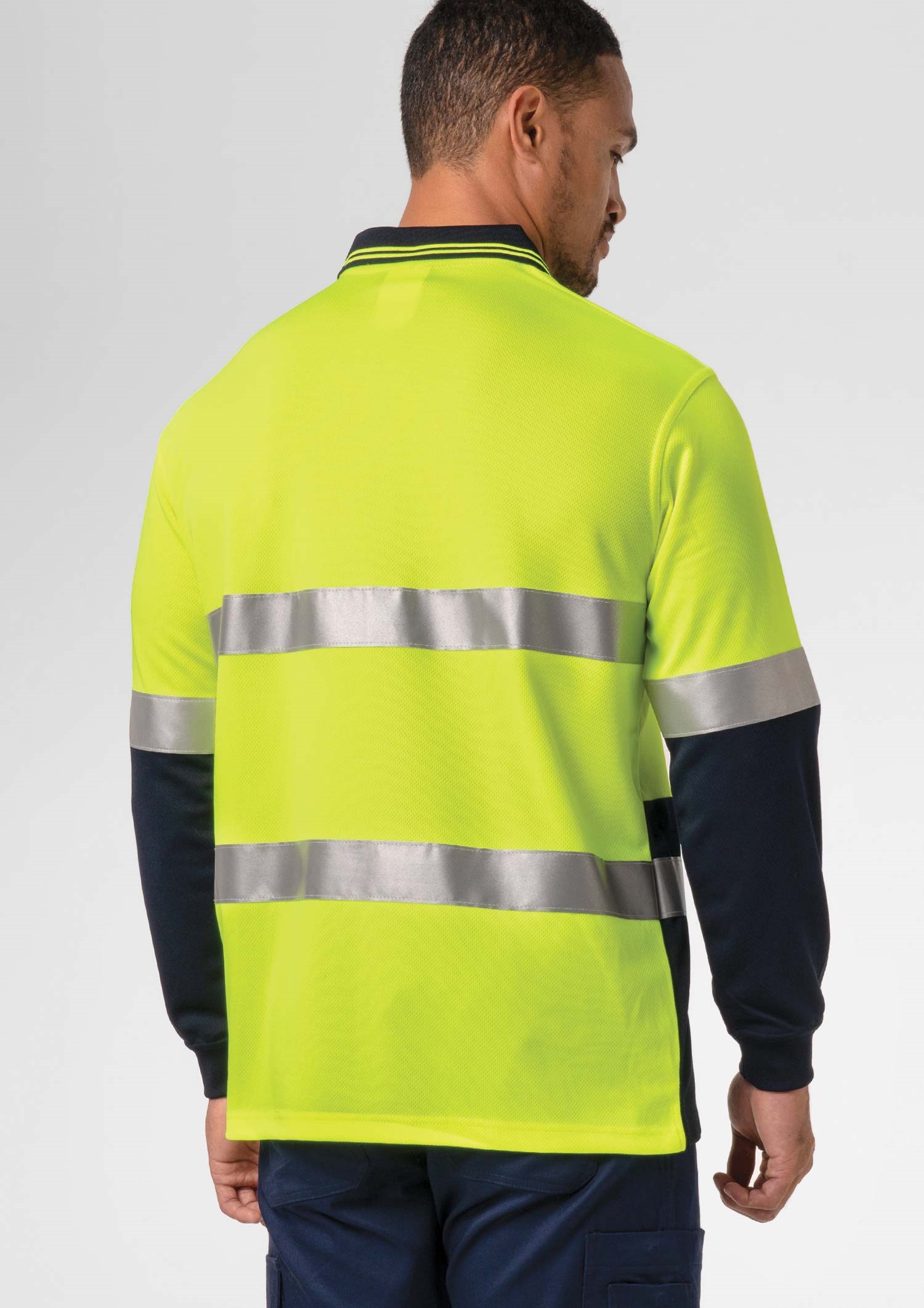 High Vis Day/Night Long Sleeve Polo - yellow/navy