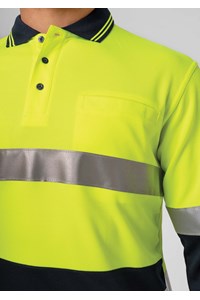 High Vis Day/Night Long Sleeve Polo - yellow/navy