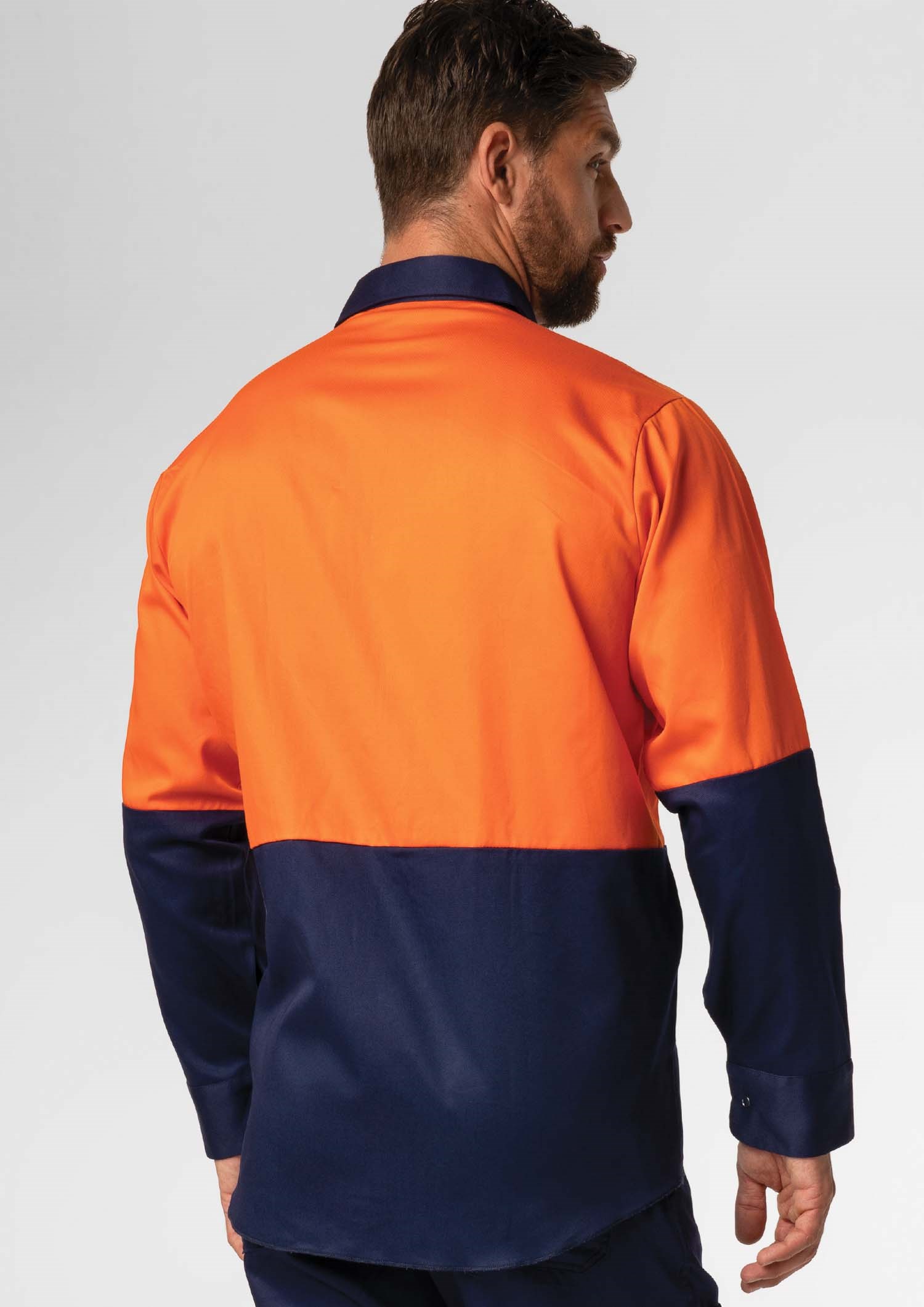 Hi Vis Day Domed Work Shirt - Cotton - orange/navy