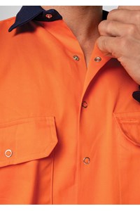 Hi Vis Day Domed Work Shirt - Cotton - orange/navy