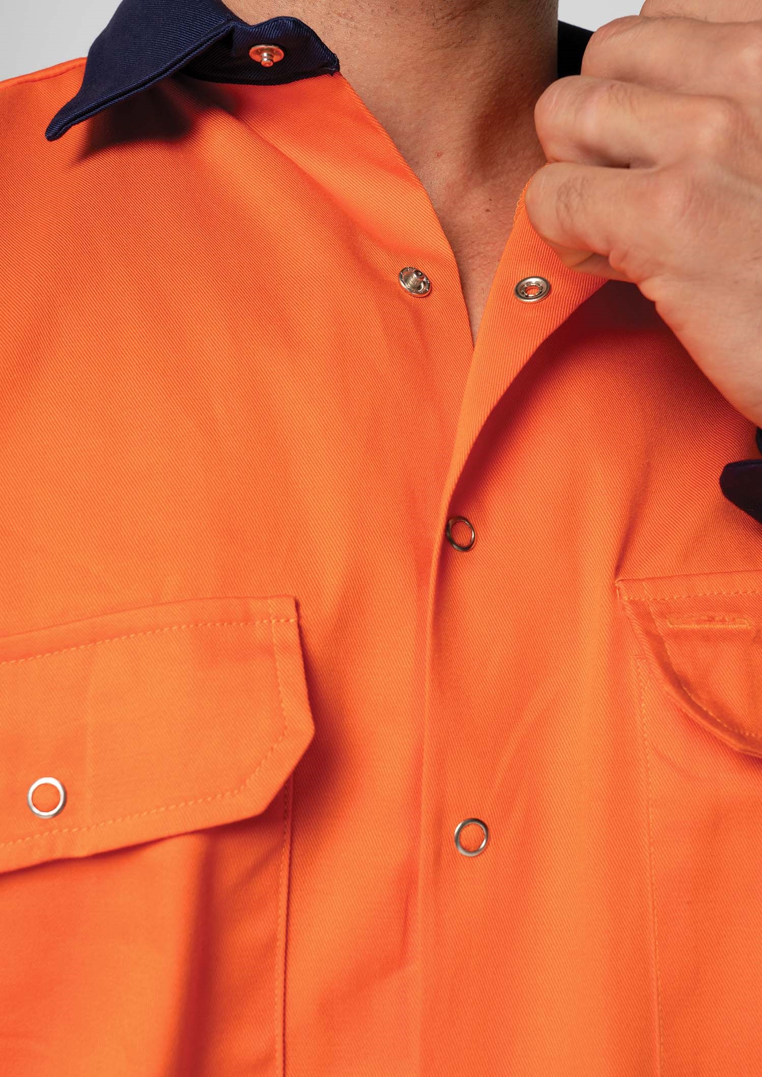 Hi Vis Day Domed Work Shirt - Cotton - orange/navy