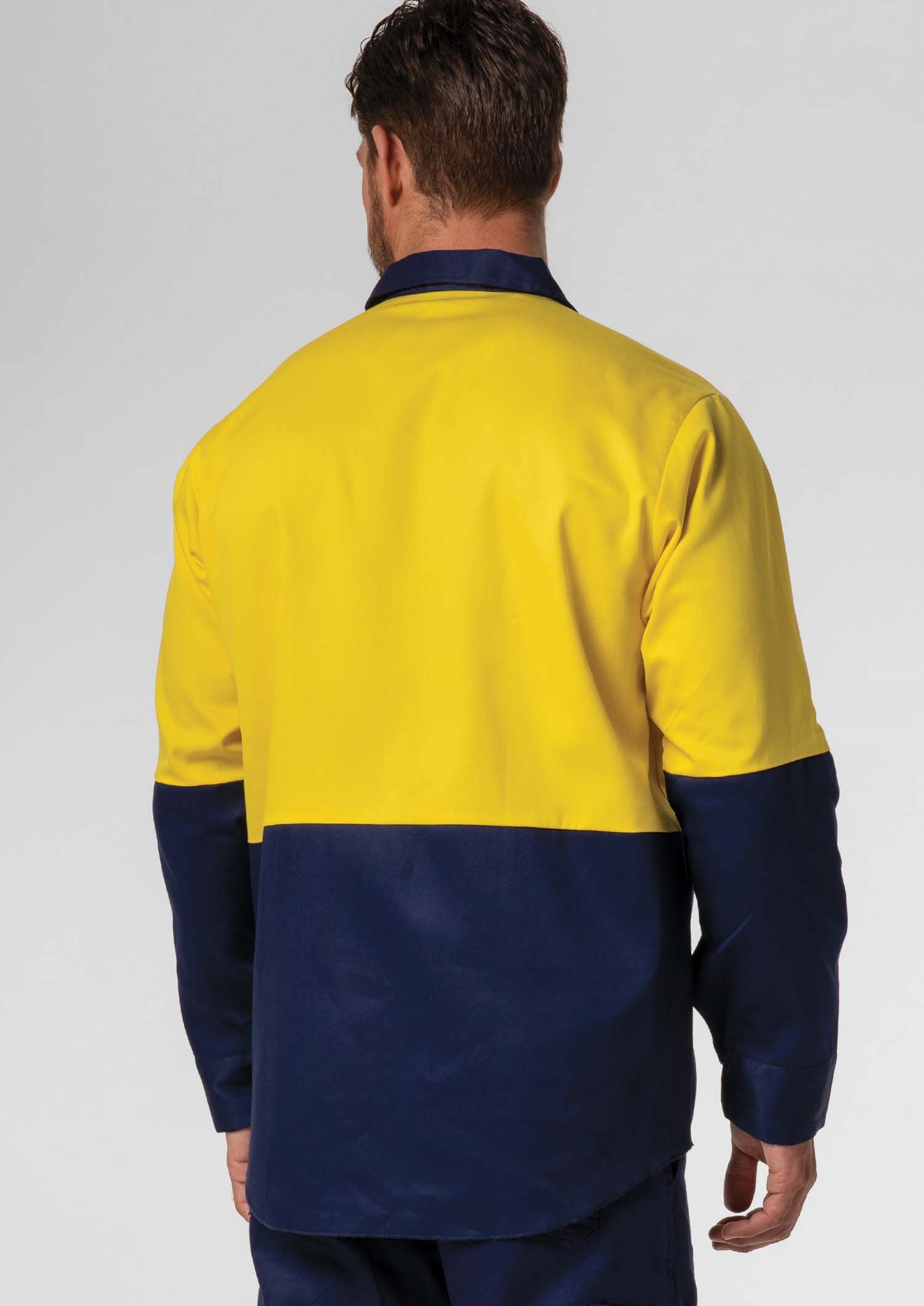 Hi Vis Day Domed Work Shirt - Cotton - yellow/navy