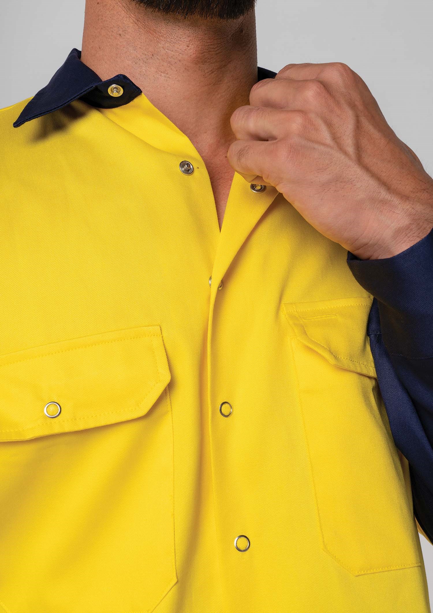 Hi Vis Day Domed Work Shirt - Cotton - yellow/navy