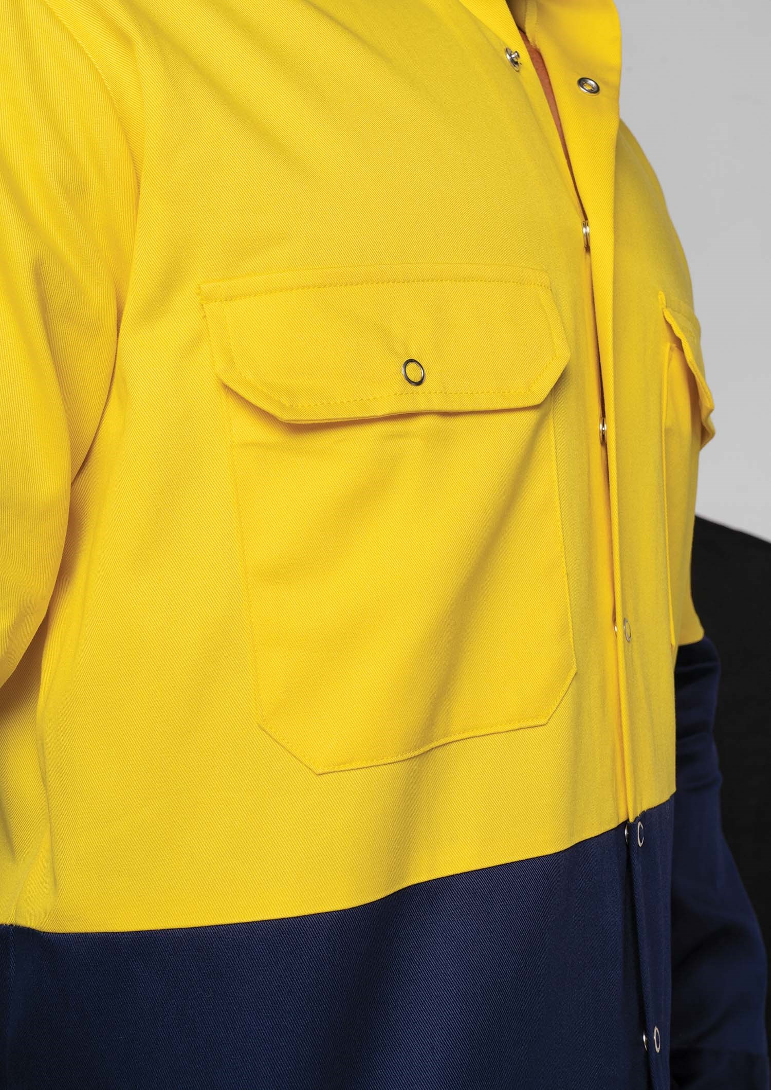 Hi Vis Day Domed Work Shirt - Cotton - yellow/navy