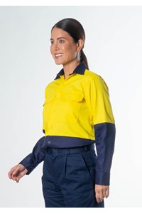 Hi Vis Day Domed Work Shirt - Cotton - yellow/navy
