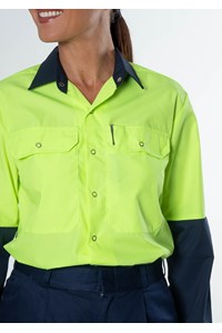 Hi Vis Day Domed Work Shirt - navy/yellow