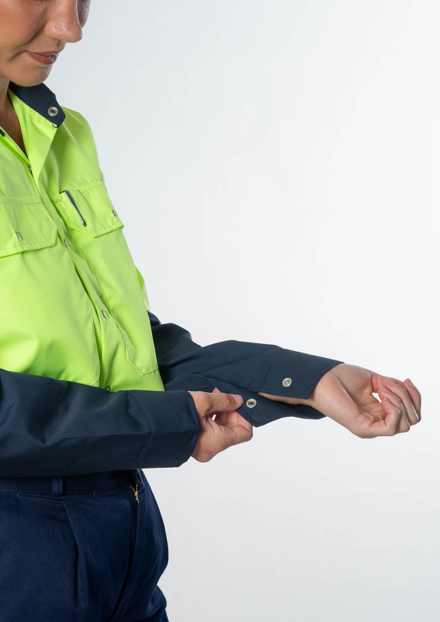 Hi Vis Day Domed Work Shirt - navy/yellow