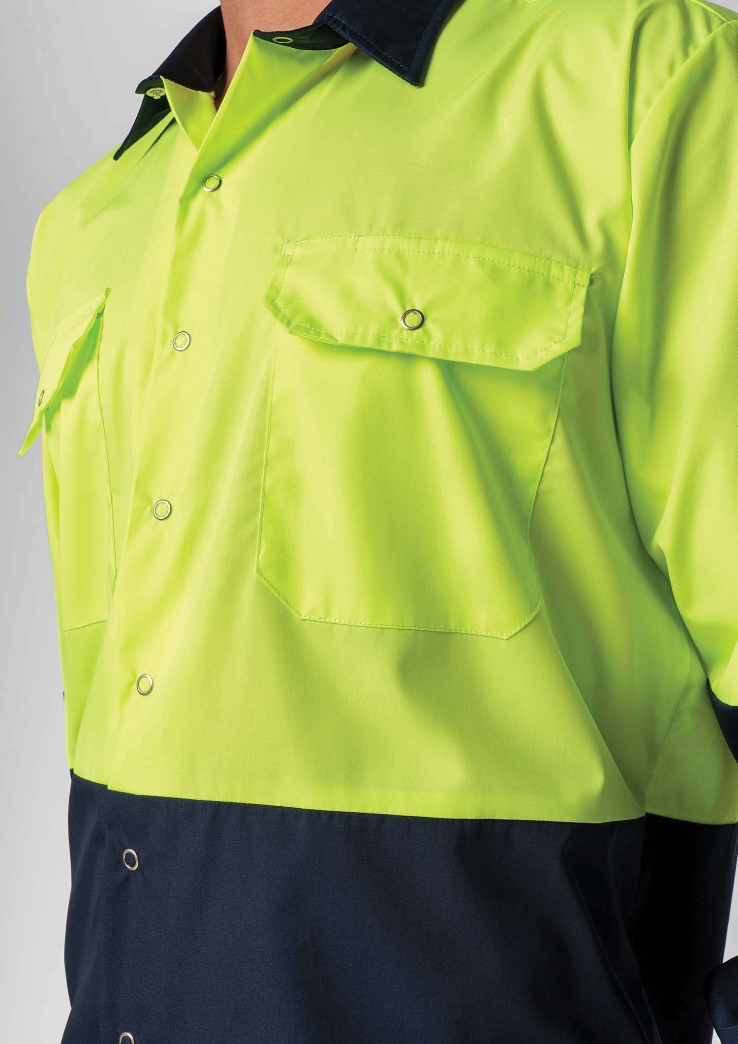 Hi Vis Day Domed Work Shirt - navy/yellow