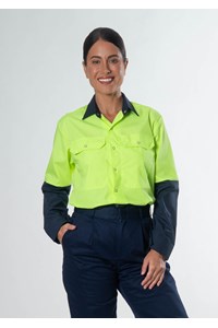 Hi Vis Day Domed Work Shirt - navy/yellow
