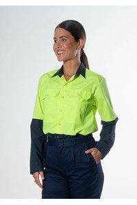 Hi Vis Day Domed Work Shirt - navy/yellow