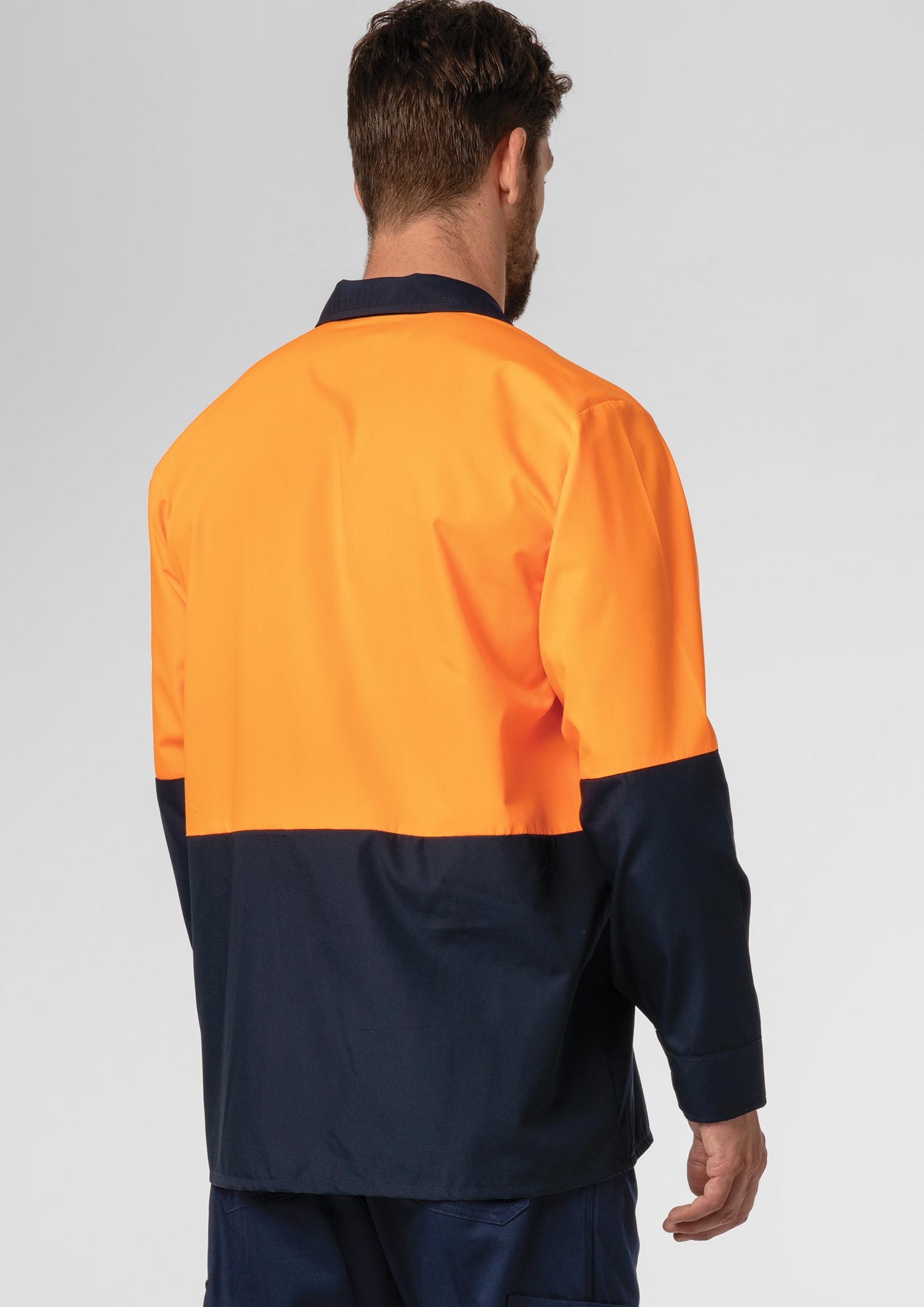 Hi Vis Day Domed Work Shirt - navy/orange