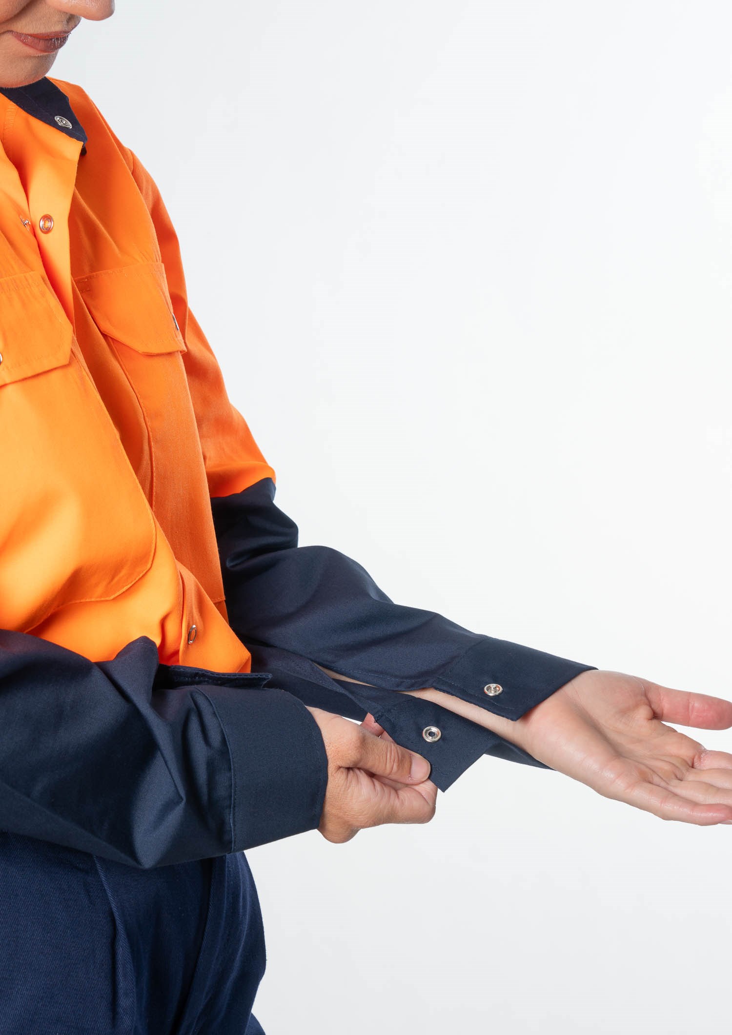 Hi Vis Day Domed Work Shirt - navy/orange