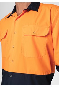 Hi Vis Day Domed Work Shirt - navy/orange