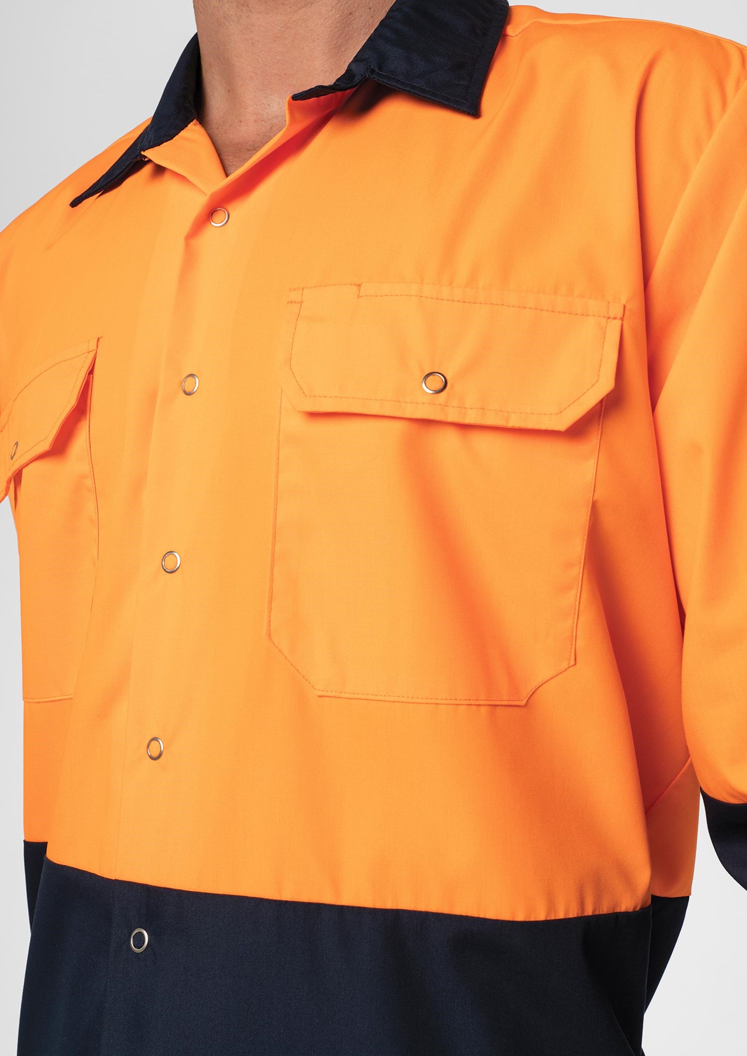 Hi Vis Day Domed Work Shirt - navy/orange