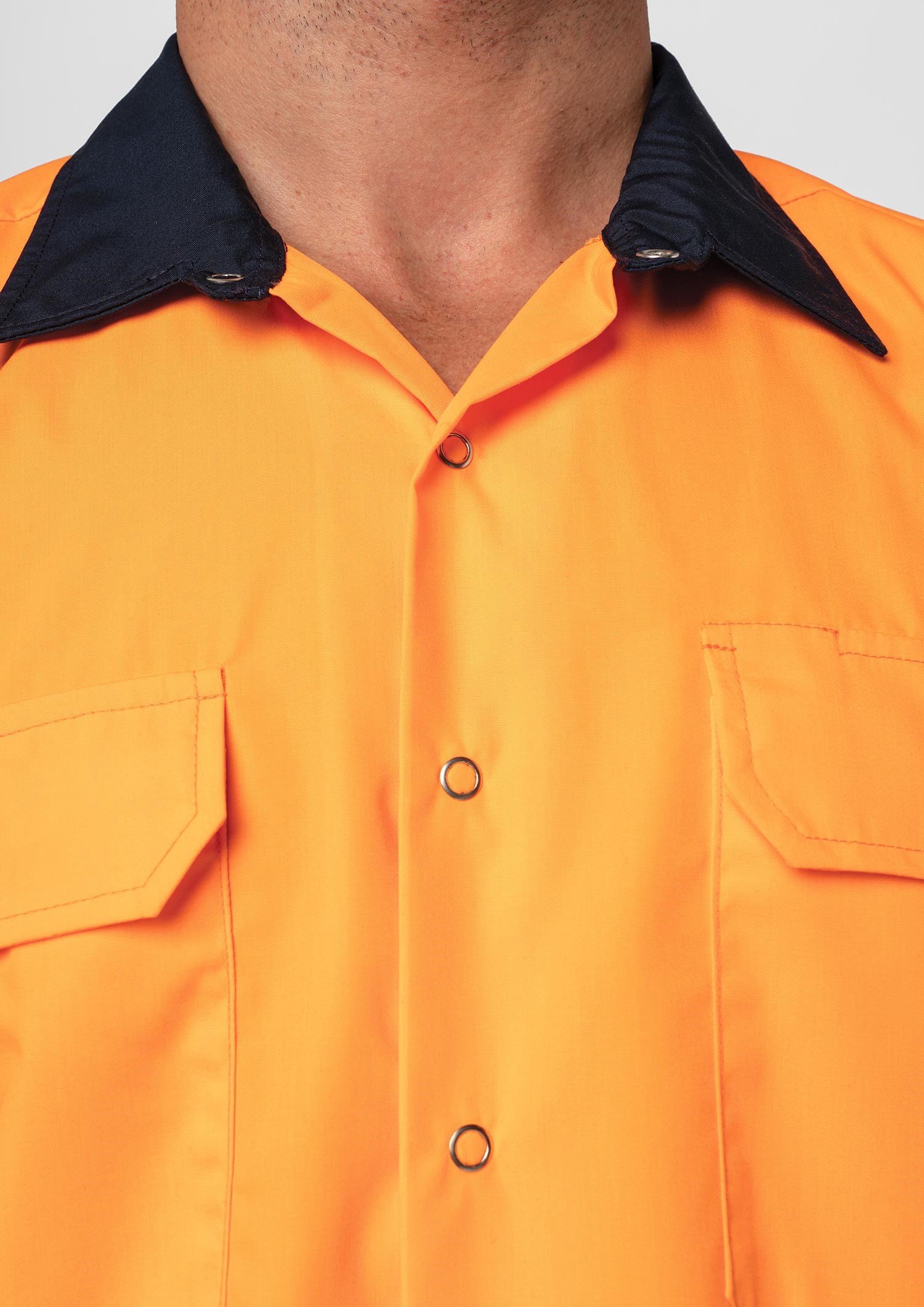 Hi Vis Day Domed Work Shirt - navy/orange