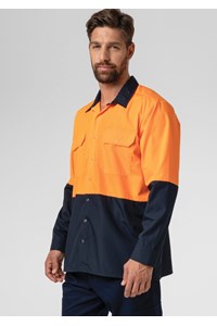 Hi Vis Day Domed Work Shirt - navy/orange