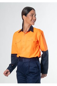 Hi Vis Day Domed Work Shirt - navy/orange