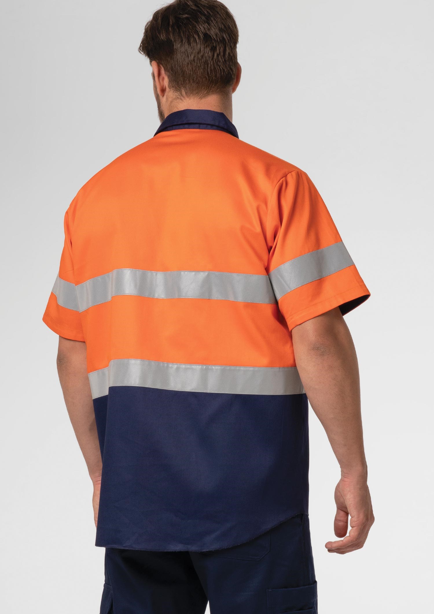 Hi Vis Short Sleeve Day/Night Compliant Shirt - orange/navy