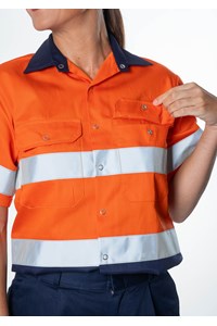 Hi Vis Short Sleeve Day/Night Compliant Shirt - orange/navy